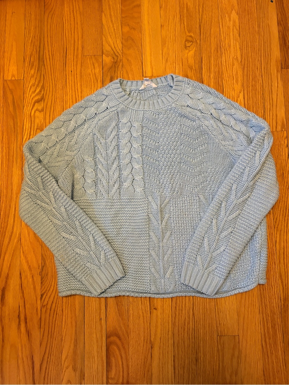 Light Blue Cable Knit Women's Sweater